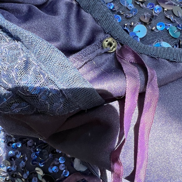 AIDAN MATTOX ROYAL BLUE BATEAU NECK LONG SLEEVE SEQUINED COCKTAIL DRESS - Picture 11 of 15